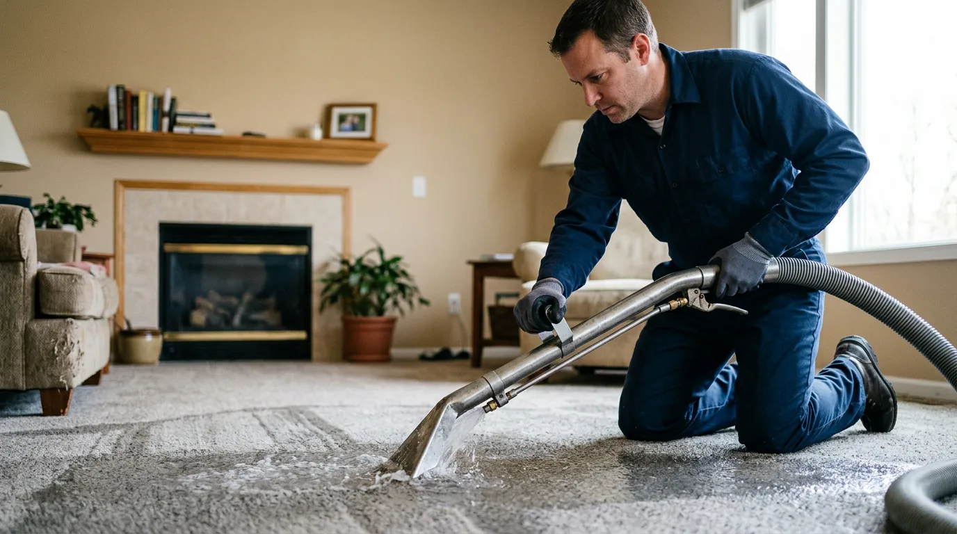 Water damage restoration technician working near Garden Plain, KS